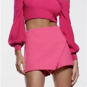 ZARA skorts pink Barbie Barbicore asymmetric mini